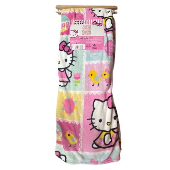 Hello Kitty Blanket - Easter Blanket with Baby Chicks - Pink Spring Blanket - Picture 2 of 10